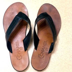 Authentic Chanel Leather Slides
